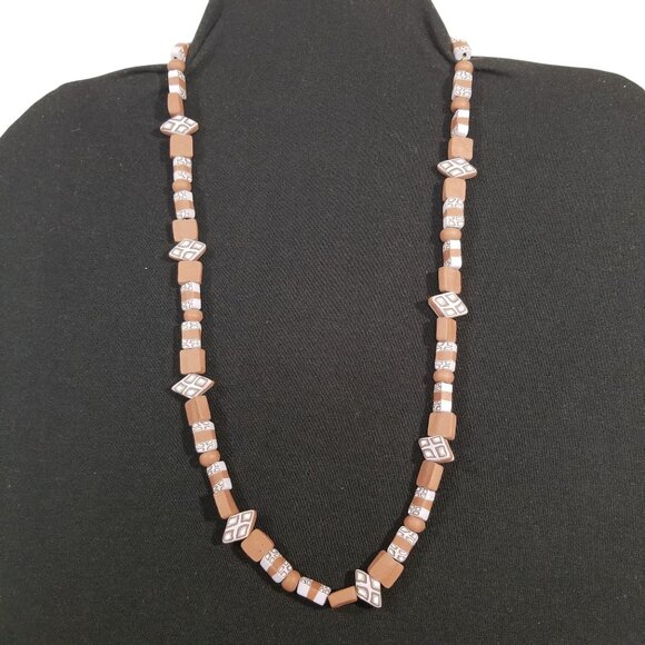 Millefiori Clay Necklace & Worry Beads Handmade Purple and Brown Clay Beads - Picture 1 of 8